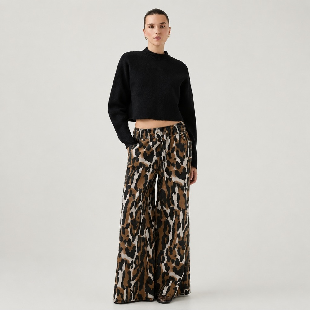 AJE Studio Sienna Wide Leg Jeans Animal Print